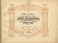Partition couverture couleur, 2 symphonique pièces, Op.14, Grieg, Edvard