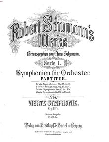 Partition complète, Symphony No.4, Op.120, D minor, Schumann, Robert