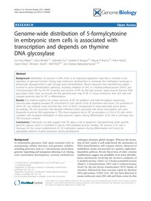 Genome-wide distribution of 5-formylcytosine in embryonic stem cells is associated with transcription and depends on thymine DNA glycosylase