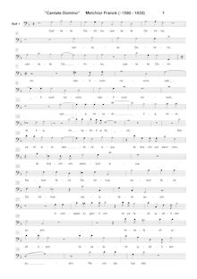 Partition chœur 1: basse , partie, Cantate Domino, Franck, Melchior