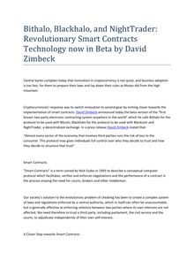 Bithalo, Blackhalo, and NightTrader: Revolutionary Smart Contracts Technology now in Beta by David Zimbeck