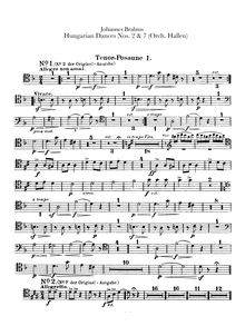 Partition Trombone 1, 2, 3, 21 Hungarian Dances (orchestre), Brahms, Johannes par Johannes Brahms