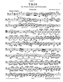 Partition violoncelle, Trio pour flûte, violon et violoncelle, D minor/ D major