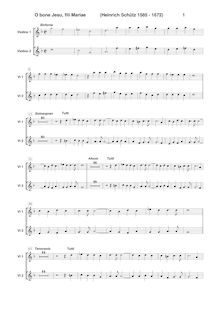 Partition violons I, II , partie, O bone Jesu, fili Mariae, SWV 471