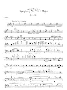 Partition violons I, Symphony No. 7 en E major, Bruckner, Anton