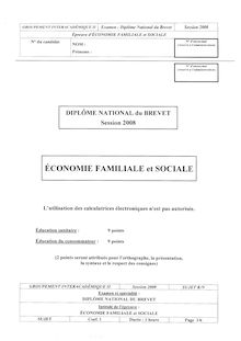 sujet et corrigé : économie familiale et sociale, session 2008