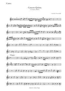 Partition Canto, Canzon Quinta à , Canto e Basso, Frescobaldi, Girolamo