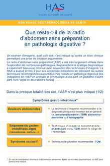Indications et non-indications de la radiographie de l abdomen sans préparation - ASP Pathologie Digestive - Fiche BUTS