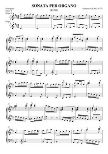 Partition complète, clavier Sonata en D major, Keyboard, Scarlatti, Domenico