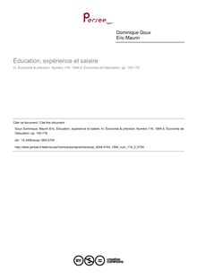 Éducation, expérience et salaire - article ; n°5 ; vol.116, pg 155-178
