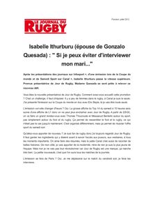 Isabelle Ithurburu (épouse de Gonzalo Quesada) : " Si je peux éviter d interviewer mon mari..."