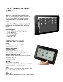Tablette numérique ebuzz 2pt1