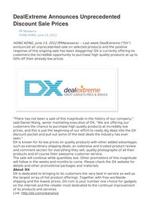 DealExtreme Announces Unprecedented Discount Sale Prices