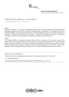 Clientélisme politique et corruption - article ; n°161 ; vol.41, pg 75-87