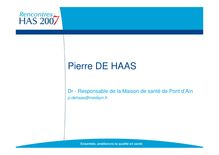 Présentaion de P. de Haas