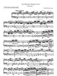 Partition violoncelles / Basses, pour Hebrides, Op.26, Fingal s CaveLe Ebridi