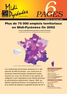 Plus de 75 000 emplois territoriaux en Midi-Pyrénées fin 2002