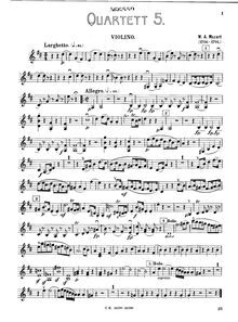 Partition de violon, corde quintette No.5, D major, Mozart, Wolfgang Amadeus