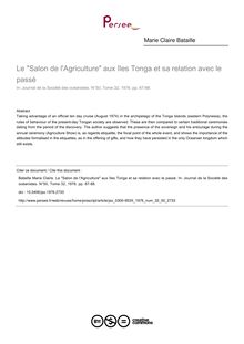 Le Salon de l Agriculture aux îles Tonga et sa relation avec le passé - article ; n°50 ; vol.32, pg 67-88
