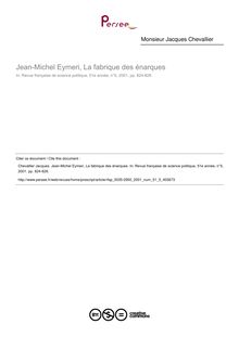 Jean-Michel Eymeri, La fabrique des énarques  ; n°5 ; vol.51, pg 824-826