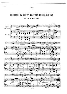 Partition de piano, corde quatuor No.15, D minor, Mozart, Wolfgang Amadeus