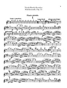 Partition Piccolo, Scheherazade, Шехеразада, Rimsky-Korsakov, Nikolay
