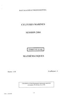 Mathématiques 2004 Bac Pro - Cultures marines