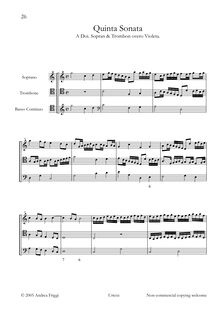 Partition complète, Quinta Sonata A Doi. Sopran & Trombon overo Violeta
