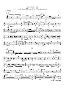 Partition cor 1, 2, 3, 4 (E, F), American, A major, Dvořák, Antonín