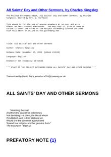 All Saints  Day and Other Sermons
