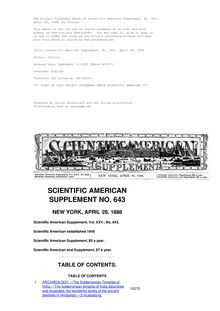 Scientific American Supplement, No. 643,  April 28, 1888