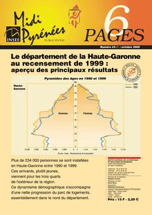 Le département de la Haute-Garonne au recensement de 1999 : aperçu des principaux résultats.