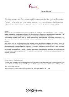 Stratigraphie des formations pléistocenes de Sangatte (Pas-de-Calais), d après les premiers travaux du tunnel sous la Manche - article ; n°1 ; vol.26, pg 5-17