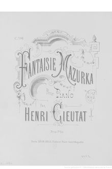 Partition complète, Fantaisie-Mazurka pour piano, C major, Cieutat, Henri