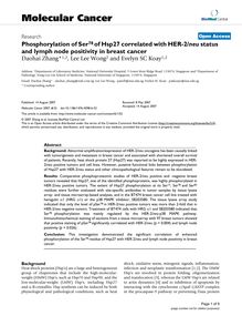 Phosphorylation of Ser78of Hsp27 correlated with HER-2/neustatus and lymph node positivity in breast cancer