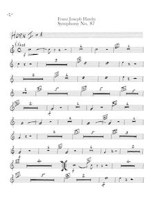 Partition cor 1, 2 (A), Symphony No.87 en A major, Sinfonia No.87
