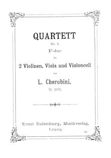 Partition complète, corde quatuor No.5, F major, Cherubini, Luigi