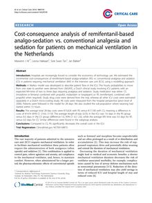 Cost-consequence analysis of remifentanil-based analgo-sedation vs. conventional analgesia and sedation for patients on mechanical ventilation in the Netherlands