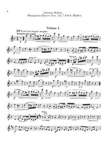 Partition violons I, II, 21 Hungarian Dances (orchestre), Brahms, Johannes par Johannes Brahms