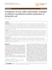 Comparison of two codon optimization strategies to enhance recombinant protein production in Escherichia coli