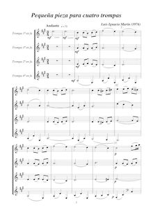 Partition complète, Pequeña pieza para cuatro trompas, A mayor, Marín García, Luis Ignacio