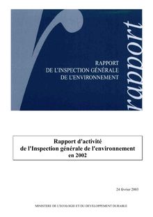 Rapport d activité de l Inspection générale de l environnement en 2002