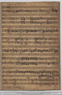Partition complète, violon Concerto en G major, G major, Graun, Johann Gottlieb