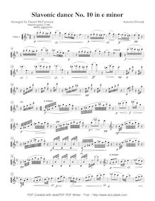 Partition violon 1, Slavonic Dances, Slovanské tance, Dvořák, Antonín