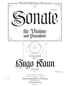 Partition complète, violon Sonata, Sonate für Violine und Pianoforte, op. 82