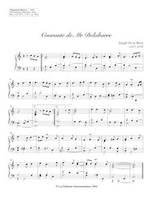 Partition Courante, 4 clavecin pièces from Manuscrit Bauyn, La Barre, Joseph de