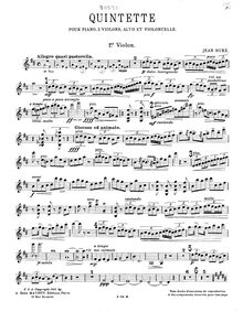 Partition violon I, Quintette pour piano, deux violons, alto et violoncelle