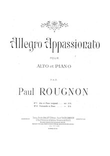 Partition de piano, partition de viole de gambe, Allegro Appassionato