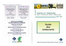 Brochure restaurants Pays Horte et Tardoire