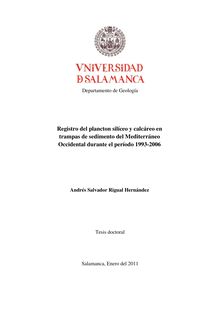 Registro del plancton silíceo y calcáreo en trampas de sedimento del Mediterráneo Occidental durante el período 1993-2006